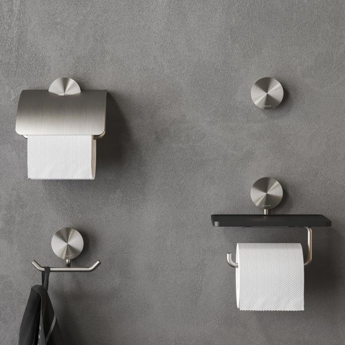 Geesa Opal Brushed Stainless Steel 917208-05 toiletrolhouder met klep RVS geborsteld