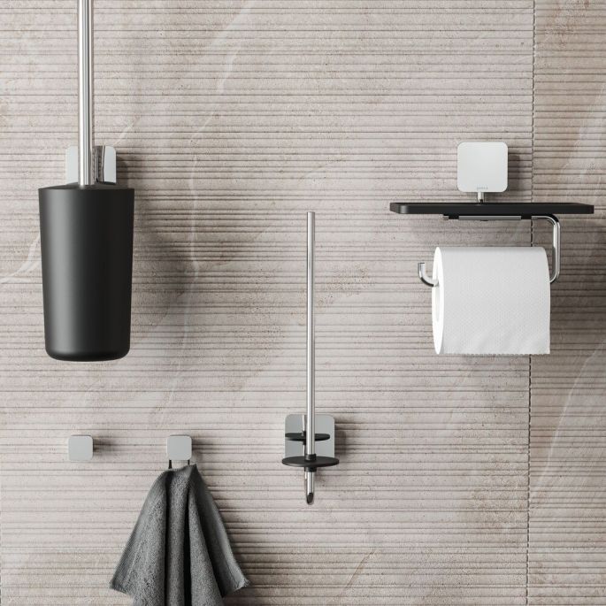 Geesa Topaz Chrome 917911-02-A toiletborstelhouder (zwarte borstelkop) chroom