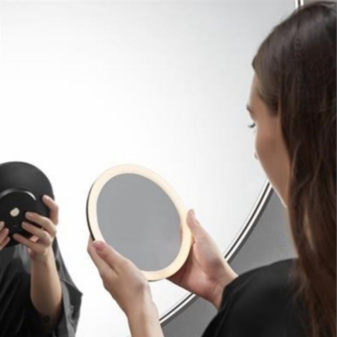 Hipp Design SPV1546 externe losse LED vergrootspiegel 5x zwart voor bevestiging op spiegel