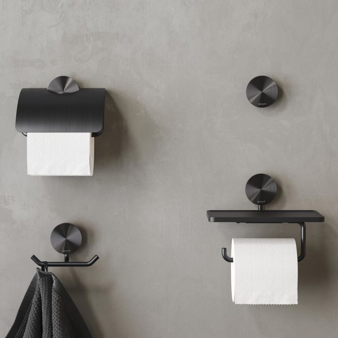 Geesa Opal Brushed Metal Black 917215-09 towel hook double black metal brushed