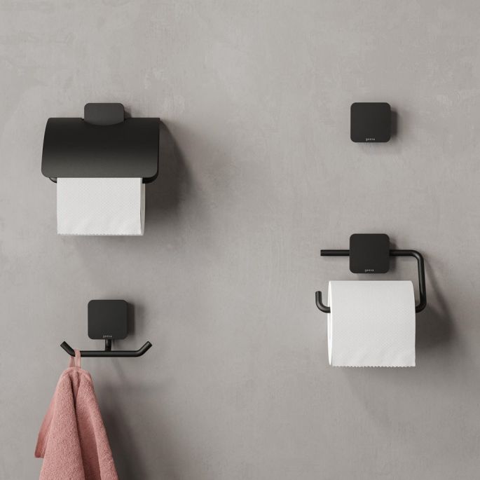 Geesa Topaz Black 917909-06-A toiletrolhouder zonder klep zwart