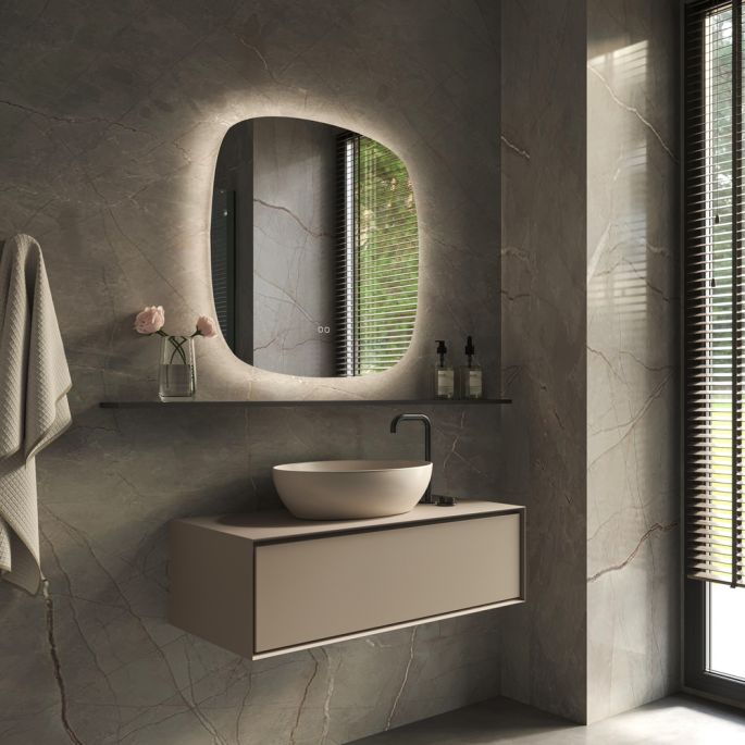 Phantom Mirrors Serie 006 006.60.60 Deens ovale LED spiegel, 60x60 cm met directe en indirecte led rondom