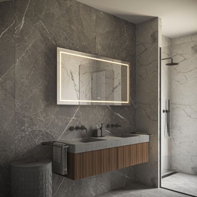 Phantom Mirrors Serie 001 001.160.70 rechthoekige LED spiegel, 160x70 cm met directe en indirecte led rondom