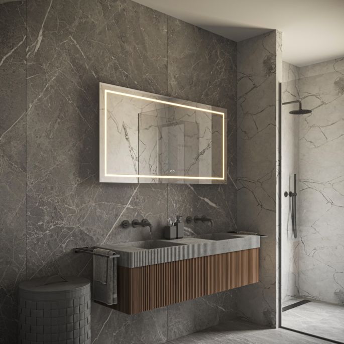 Phantom Mirrors Serie 001 001.80.70 rechthoekige LED spiegel, 80x70 cm met directe en indirecte led rondom
