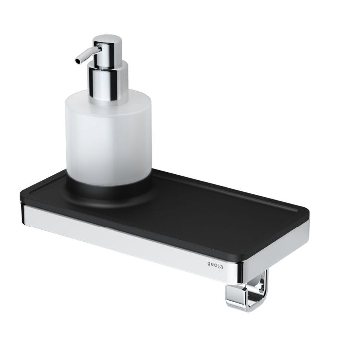 Geesa Frame 918816-02-06 zeepdispenser 200 ml met planchet en handdoekhaak chroom/ zwart