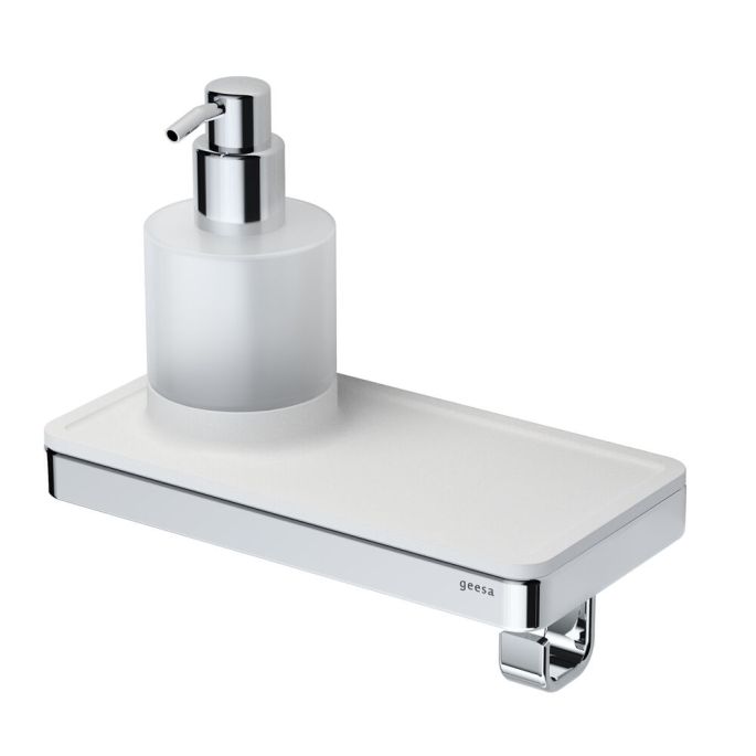 Geesa Frame 918816-02 zeepdispenser 200 ml met planchet en handdoekhaak chroom/ wit