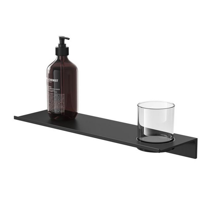 Geesa Leev 918202-06-400 shelf 40 cm with glass black