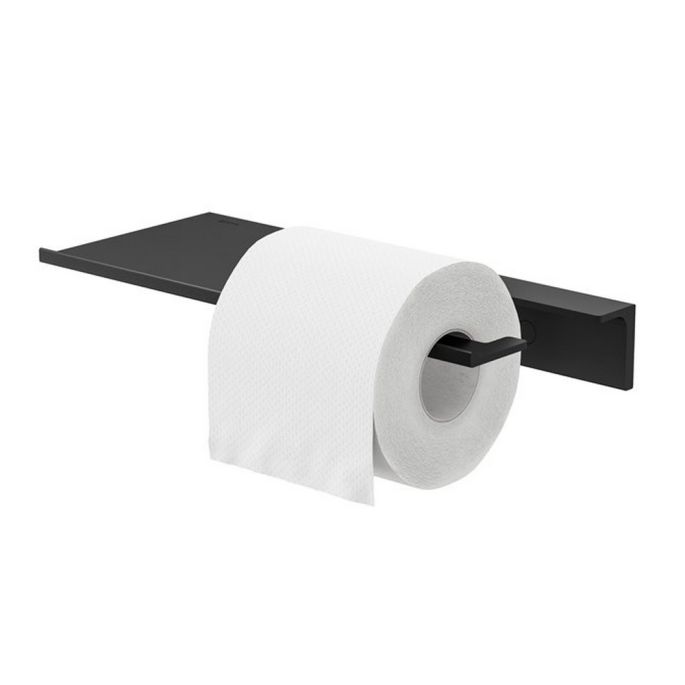 Geesa Leev 918209-06-280 planchet 28 cm met toiletrolhouder zonder klep zwart