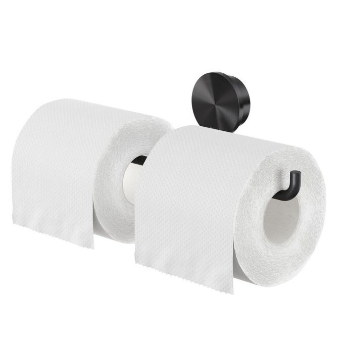 Geesa Opal Brushed Metal Black 917218-09 toiletrolhouder dubbel zwart metaal geborsteld