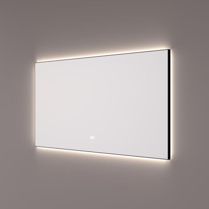 Hipp Design SPV 12510 BL KW spiegel in mat zwart met indirecte LED rondom 80x70x3cm