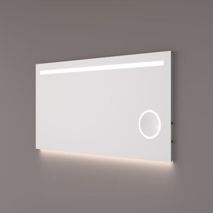 Hipp Design SPV 6010 spiegel 80x70cm met 1 horizontale LED baan, vergrootspiegel en spiegelverwarming