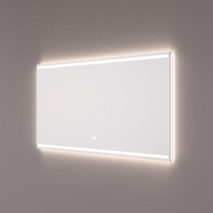 Hipp Design SPV 7010 KW spiegel 80x70cm met 2 horizontale LED banen, indirecte LED verlichting rondom en spiegelverwarming