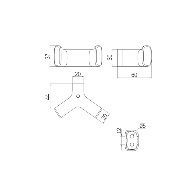 Inda Claire A7120BCR dubbele kledinghaak chroom