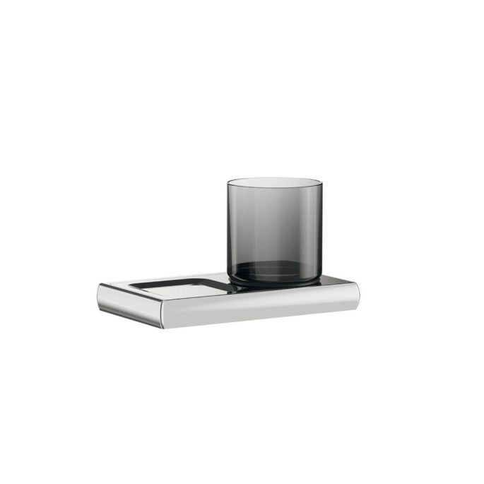 Inda Claire A7178ANE04 glashouder met zeepschaal mat zwart/ fumé glas