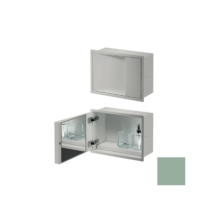 Inda MY Secret A80750GD inbouwnis met bekerhouder, zeepdispenser en spiegel 350x260mm mat giada