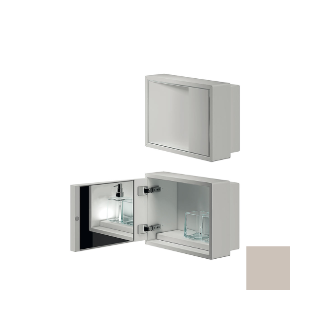 Inda MY Secret A80760AX inbouwnis met bekerhouder, zeepdispenser en spiegel 350x260mm mat avorio