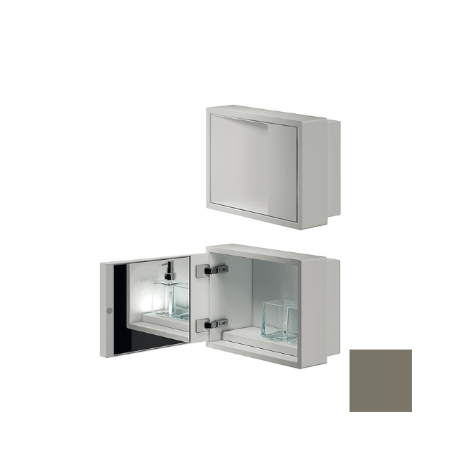 Inda MY Secret A80760CX inbouwnis met bekerhouder, zeepdispenser en spiegel 350x260mm mat creta