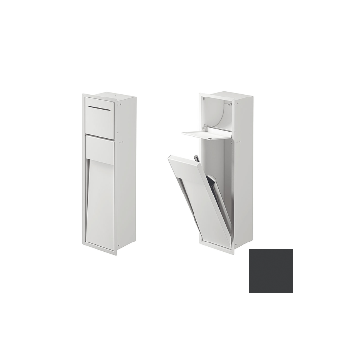 Inda MY Secret A8085AGF inbouwnis met toiletrolhouder en toiletborstelgarnituur 190x660mm mat grafite