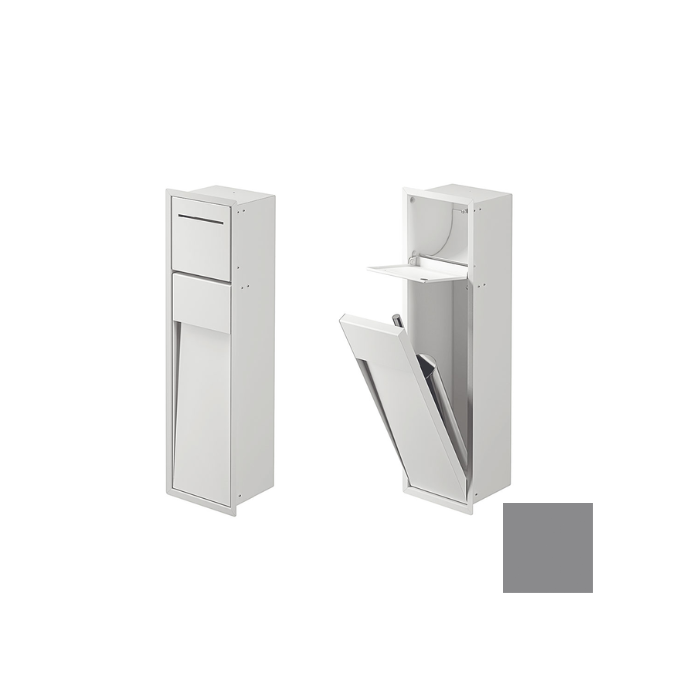 Inda MY Secret A8085ATN inbouwnis met toiletrolhouder en toiletborstelgarnituur 190x660mm mat titanio