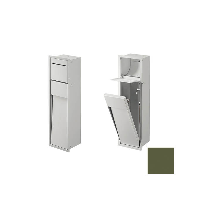 Inda MY Secret A8085BVF Einbaunische mit Toilettenpapierhalter und hygienischer Dusche190x660mm matt verde felce
