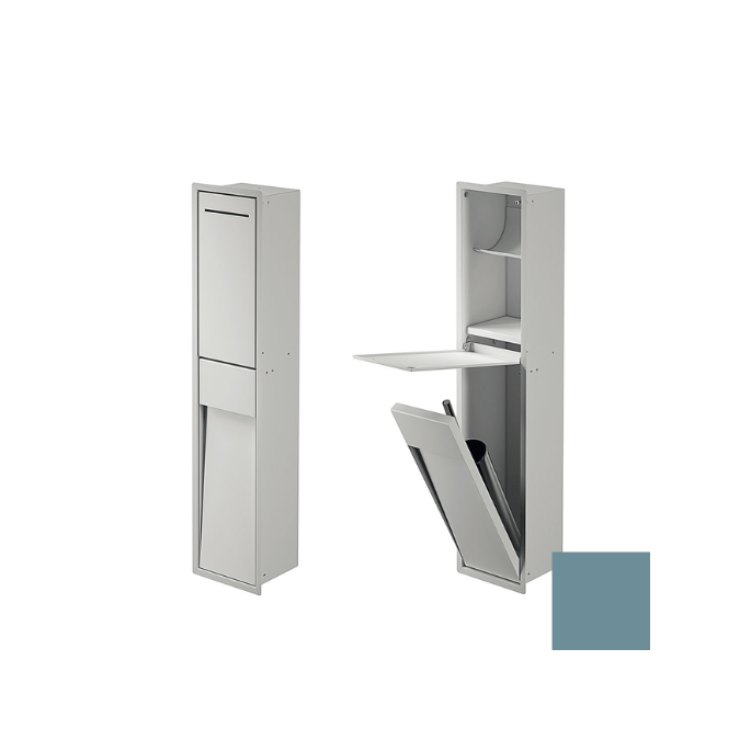 Inda MY Secret A8085CAQ inbouwnis met toiletrolhouder en toiletborstelgarnituur 190x860mm mat acquamarina