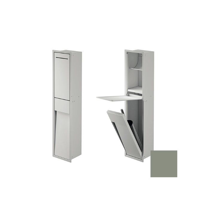Inda MY Secret A8085CVV inbouwnis met toiletrolhouder en toiletborstelgarnituur 190x860mm mat verde salvia