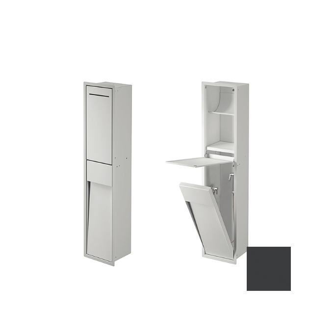Inda MY Secret A8085DGF inbouwnis met toiletrolhouder en hygiënische douche 190x860mm mat grafite