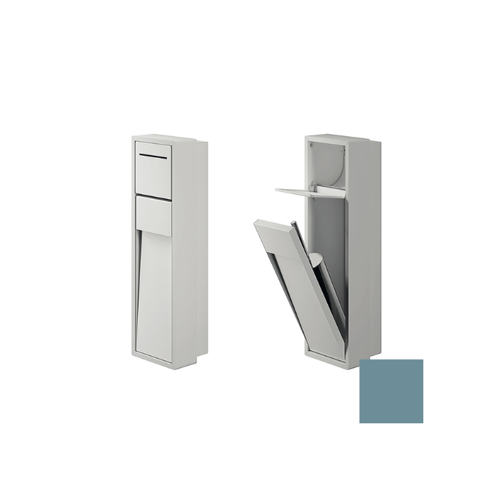 Inda MY Secret A8086AAQ inbouwnis met toiletrolhouder en toiletborstelgarnituur 190x660mm mat acquamarina