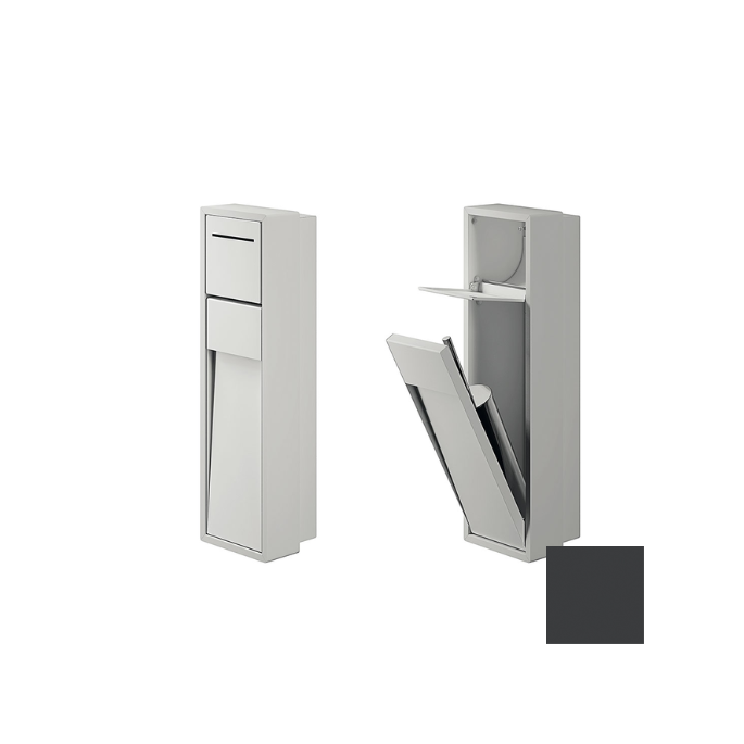 Inda MY Secret A8086AGF inbouwnis met toiletrolhouder en toiletborstelgarnituur 190x660mm mat grafite