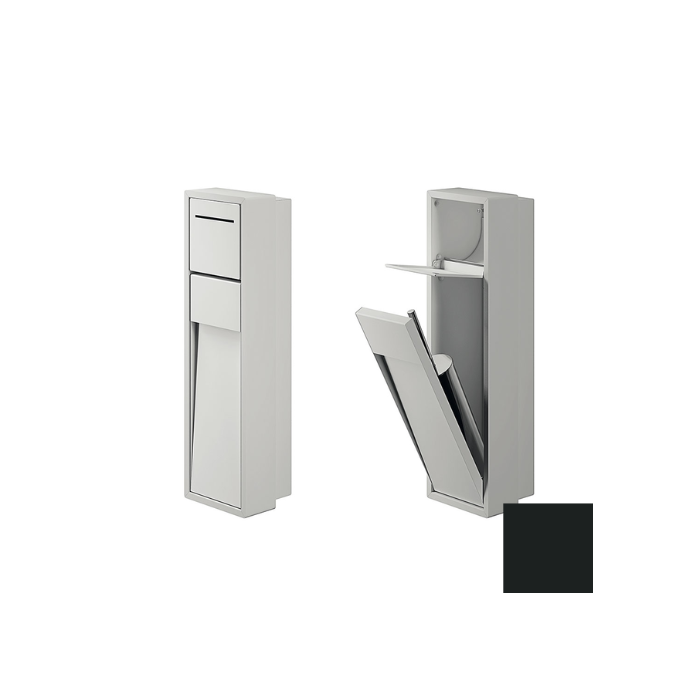 Inda MY Secret A8086ANE inbouwnis met toiletrolhouder en toiletborstelgarnituur 190x660mm mat zwart