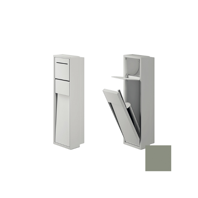 Inda MY Secret A8086AVV inbouwnis met toiletrolhouder en toiletborstelgarnituur 190x660mm mat verde salvia