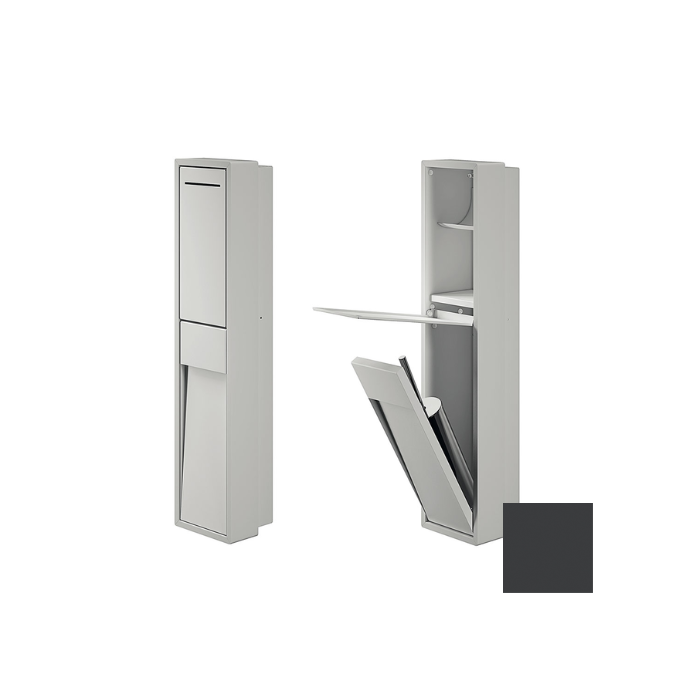 Inda MY Secret A8086CGF inbouwnis met toiletrolhouder en toiletborstelgarnituur 190x860mm mat grafite