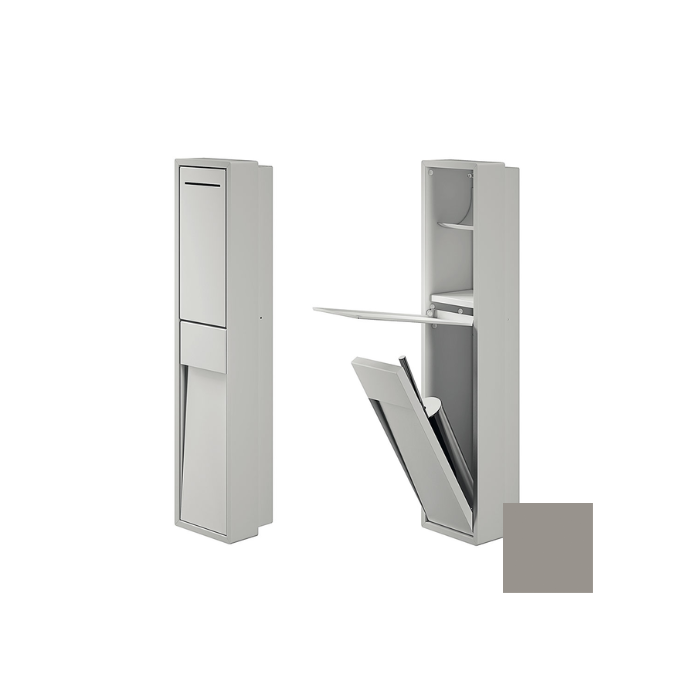 Inda MY Secret A8086CPT inbouwnis met toiletrolhouder en toiletborstelgarnituur 190x860mm mat platino