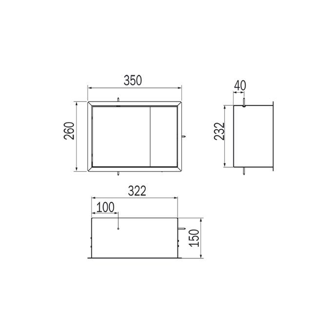 Inda MY Secret A80750MP inbouwnis met bekerhouder, zeepdispenser en spiegel 350x260mm mat perla