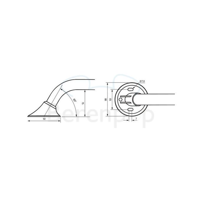 Handicare (Linido) LI2611020211 wandbeugel Ergogrip 200mm RVS gepolijst (antraciete afdekkappen)