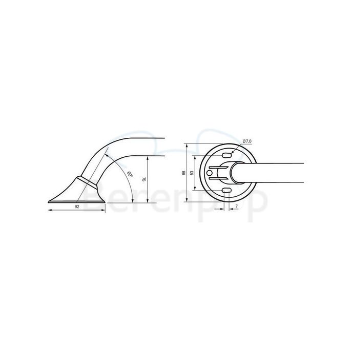 Handicare (Linido) LI2611023211 wandbeugel 90° 560x1130mm RVS gepolijst (antraciete afdekkappen)
