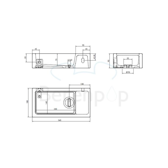 Clou Handwaschbecken Flush 3 CL0303031 Keramik 36cm weiß