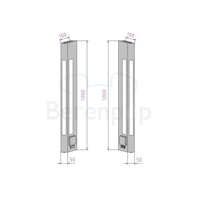 Decor Walther 0323300 BLOC 100 SR wandlamp 100x5cm chroom (met schakelaar en stopcontact rechts)