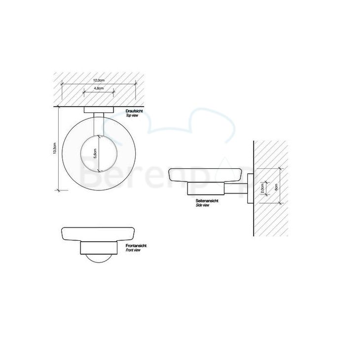 Decor Walther Basic 0530760 BA WSS zeephouder wit gesatineerd glas/ mat zwart