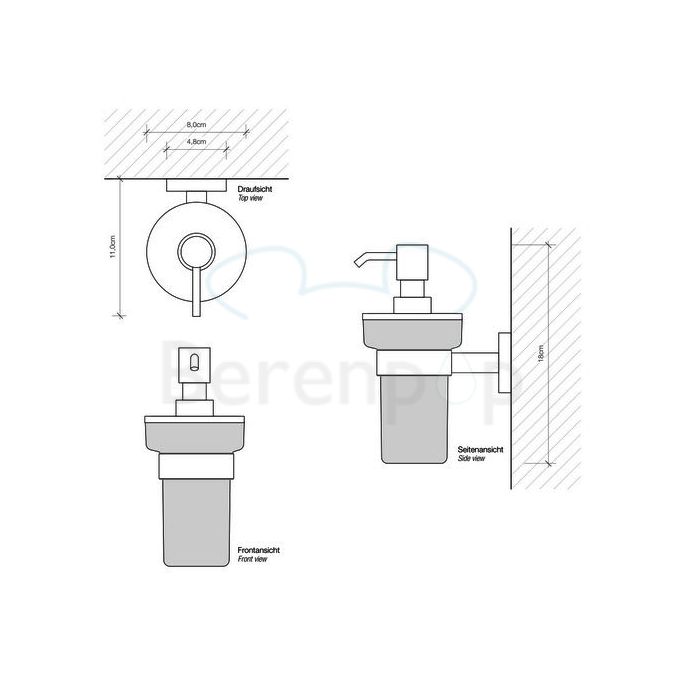 Decor Walther Basic 0530860 BA WSP zeepdispenser wit gesatineerd glas/ mat zwart