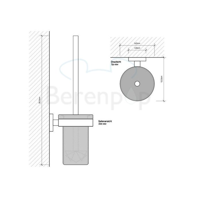 Decor Walther Basic 0531060 BA WBG toiletborstelgarnituur wit gesatineerd glas/ mat zwart