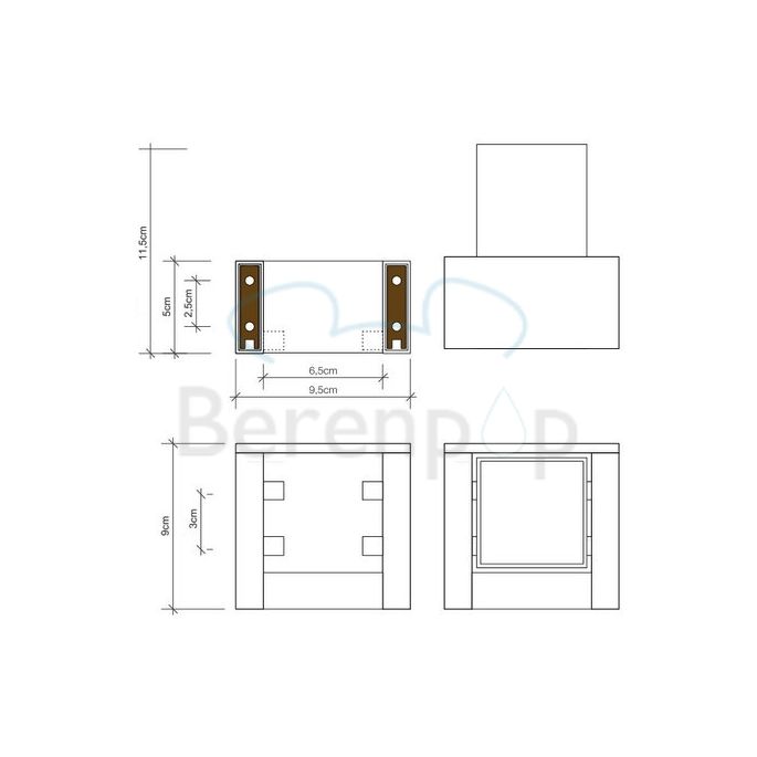 Decor Walther Brick 0591905 BK WMG glashouder zwart porselein/ chroom