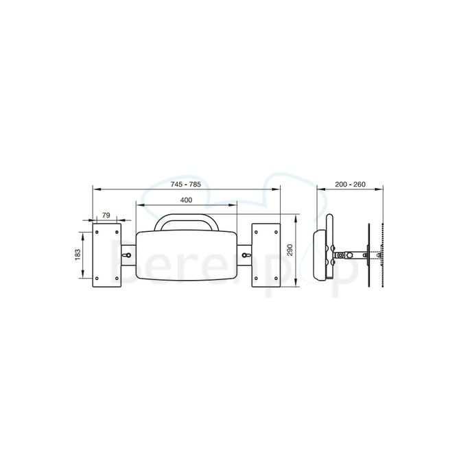 Handicare (Linido) LI2705200402 rugleuning t.b.v. inbouwreservoir RVS gecoat wit