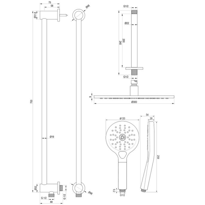 Brauer Edition 5-CE-039 thermostatische inbouw regendouche SET 24 chroom