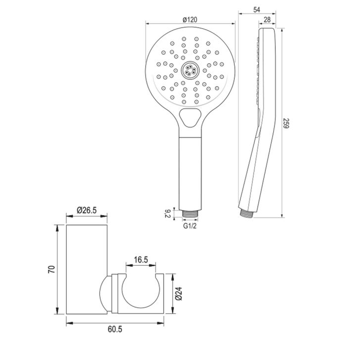 Brauer Edition 5-GM-041-4 opbouw baddouche thermostaatkraan SET 04 gunmetal geborsteld PVD