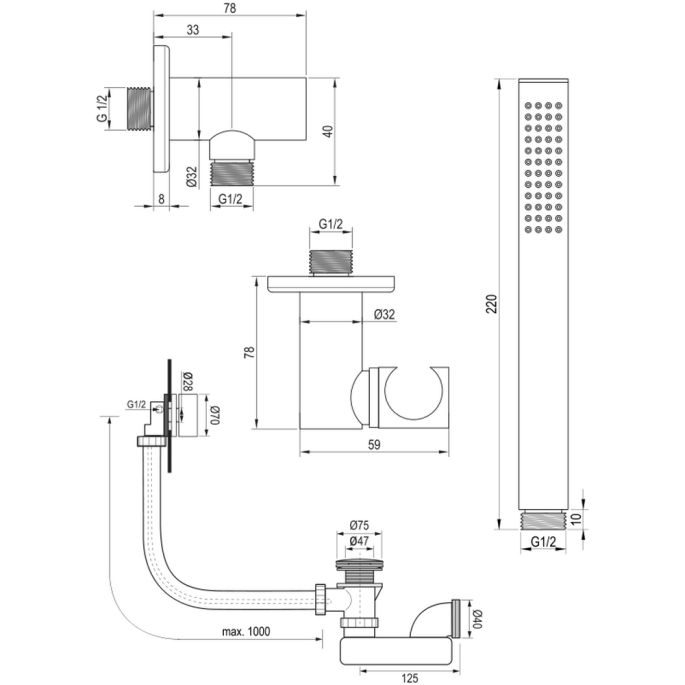 Brauer Edition 5-NG-046 thermostatische inbouw badkraan SET 01 RVS geborsteld PVD