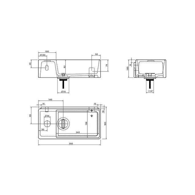 Clou New Flush 3 CL0303432 fontein 35x18cm keramiek wit