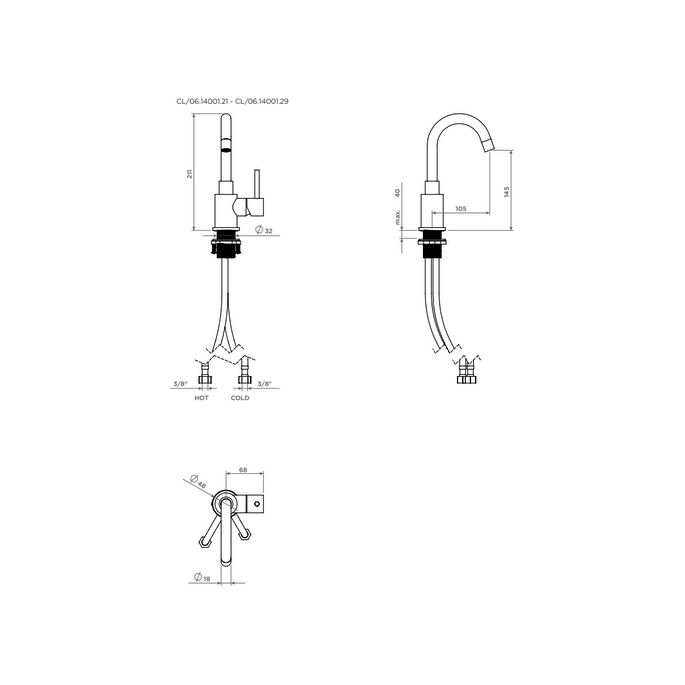 Clou Xo CL061400121 type 1 wastafelmengkraan mat zwart