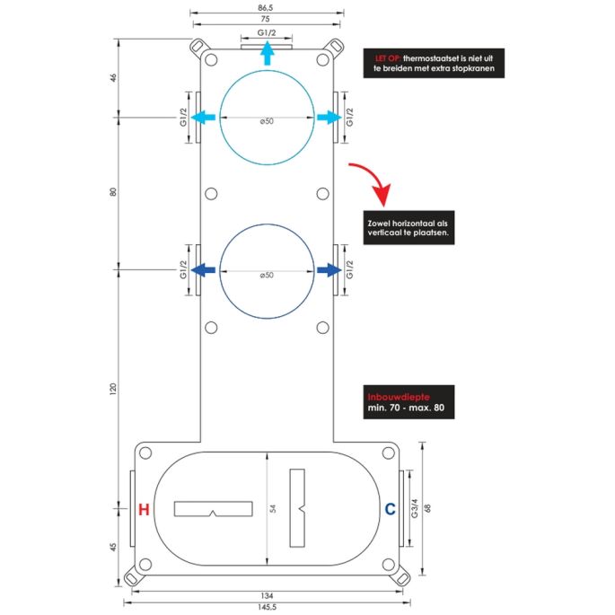 Brauer Edition 5-CE-024 thermostatische inbouw regendouche SET 01 chroom