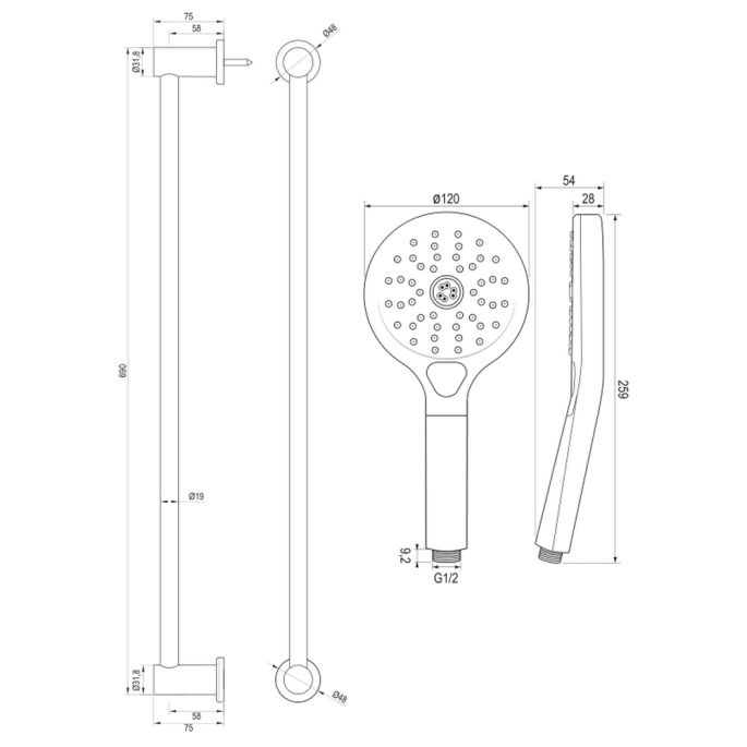 Brauer Edition 5-CE-044-2 body shower thermostatic mixer SET 02 chrome